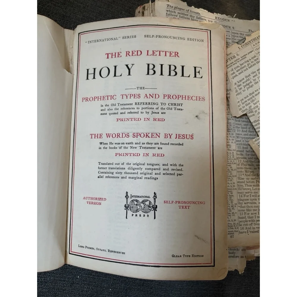 Antique Holy Bible Red Letter International Bible Press Epherma Junk Journal